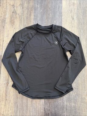 Hurley Black Long-Sleeve Swim Shirt with Logo